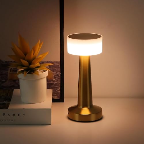 Desidiya Portable LED Table Lamp for Bedroom, Living Room, Stepless Dimming, 3 Colour Touch Control Metallic Finish Rechargeable Battery Backup Night Light, Bedside Table Lamp - Image 1