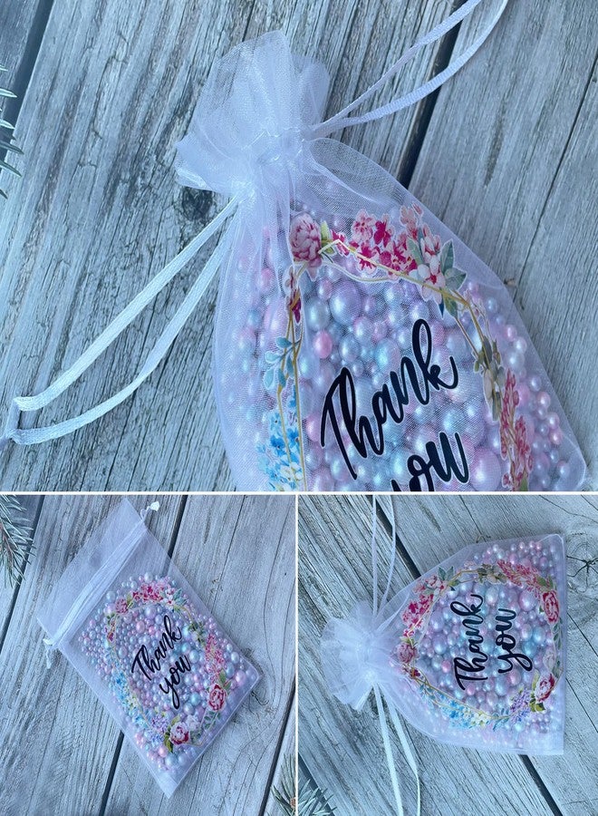 LXKBD 100PCS Organza Gift Bags for Jewelry Party Wedding Favor, 4x6 Inch Thank You White Sheer Drawstring Mesh Pouch Candy Bag - Image 3