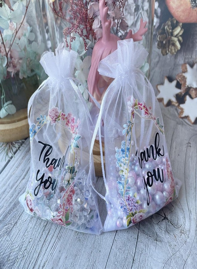 LXKBD 100PCS Organza Gift Bags for Jewelry Party Wedding Favor, 4x6 Inch Thank You White Sheer Drawstring Mesh Pouch Candy Bag - Image 5