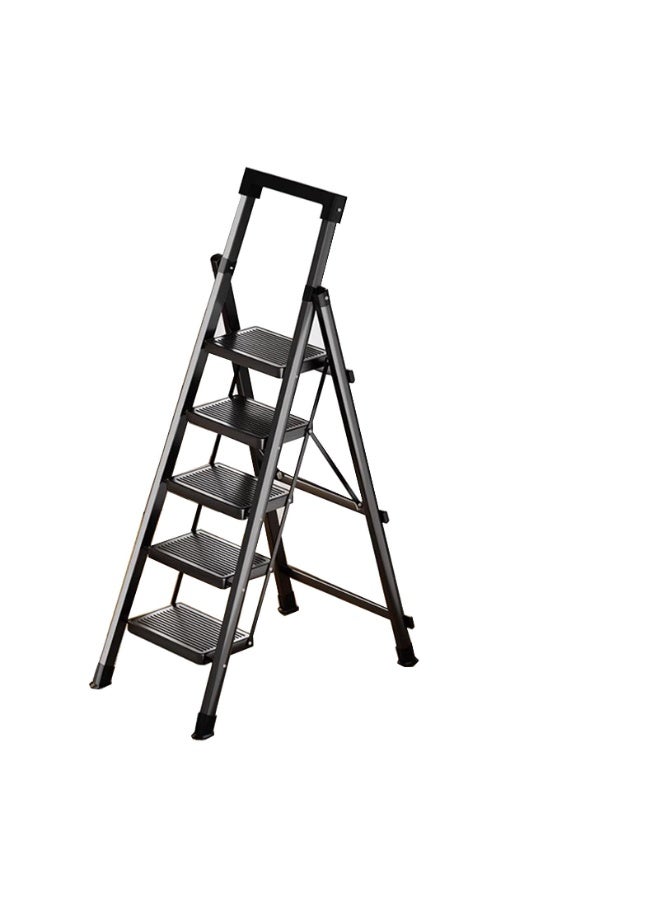 Non-Slip Step Ladder, Wide Pedal Portable Folding Tall Sturdy Step Ladder for Home Kitchen Interior,White (Black)  - Image 1