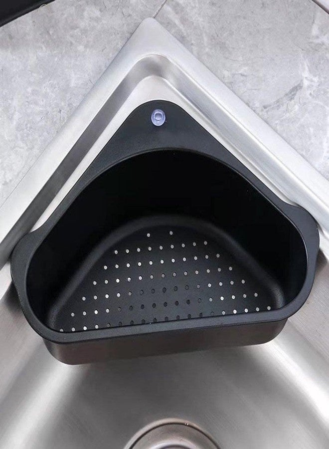 Hakily Triangular Shape Sink Basket, Corner Kitchen Sink Strainer Basket, Multi-Function Water Storage Tank Drain Rack for Kitchen, Bathroom, Soap Box Organizer - Image 1