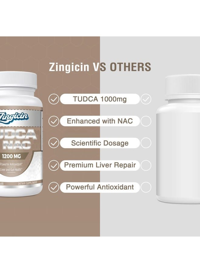 Zingicin TUDCA with NAC Supplement 1200mg - 60 Capsules,Powerful TUDCA Bile Salt Plus N-Acetyl-Cysteine,Antioxidant Supplements for Liver,Digestion - Image 3