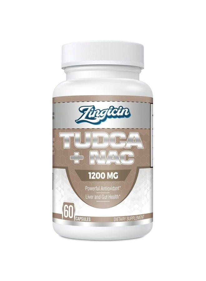 Zingicin TUDCA with NAC Supplement 1200mg - 60 Capsules,Powerful TUDCA Bile Salt Plus N-Acetyl-Cysteine,Antioxidant Supplements for Liver,Digestion - Image 1