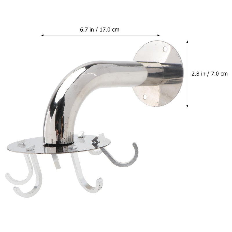 Stainless Steel 6 Hook Wall Mount Rotating Hanger for Kitchen Bathroom Organizer - Image 3