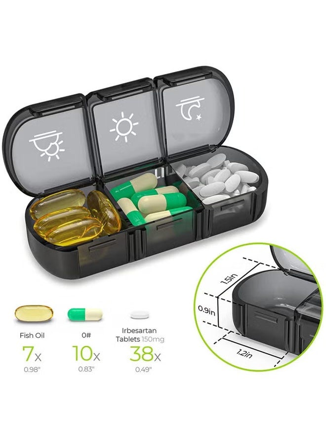 Super ZYouth Weekly Pill Organizer 3 Times a Day, Large Pill Box 7 Day Medicine Organizer Pill Case, Light-Proof Daily Pill Box, Portable Travel Pill Case for Medication, Vitamins, Fish Oils, Supplements - Black - Image 2