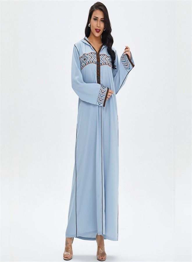 Loquat Loose Oversized Pullover Gown Abaya Blue - Image 1