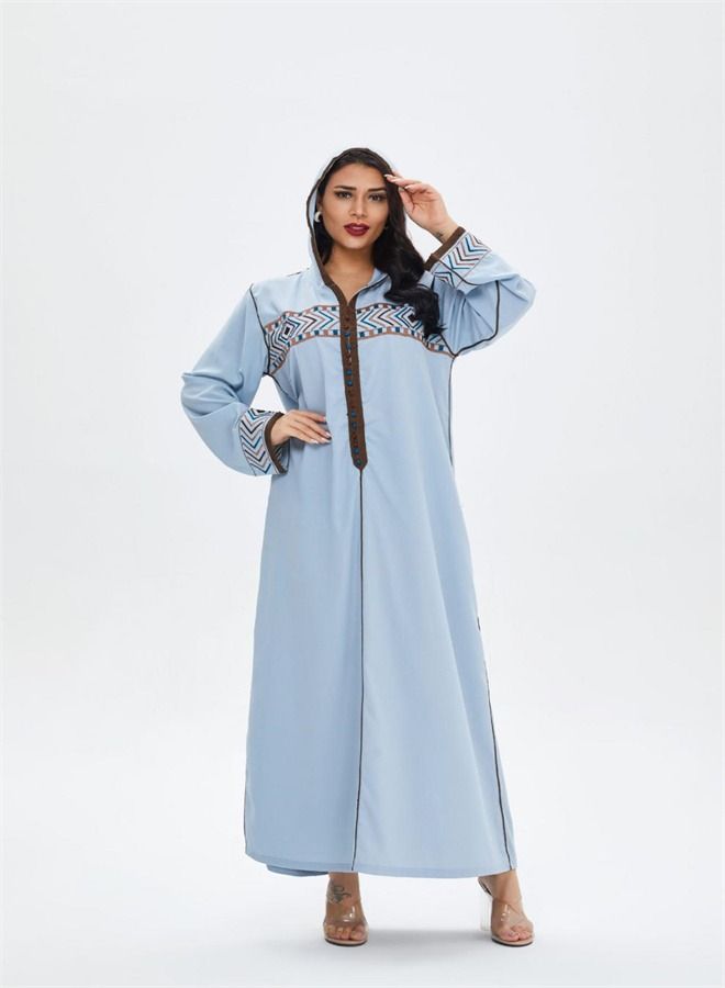 Loquat Loose Oversized Pullover Gown Abaya Blue - Image 2