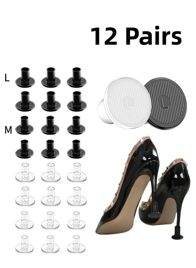 12 Pairs Transparent Heel Stoppers, Heel Repair Caps Covers for Women-Dance or Walk Safely on Soft or Uneven Surfaces- M,L - Image 1