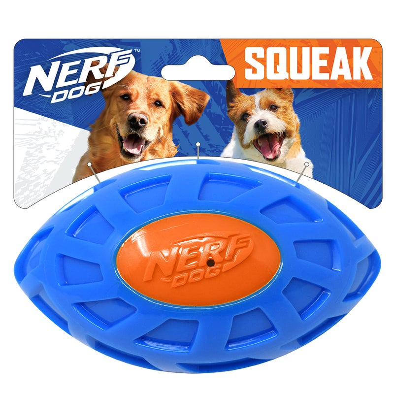 NERF DOG 6in TPR EXO Squeak Football BlueOrange - Image 2