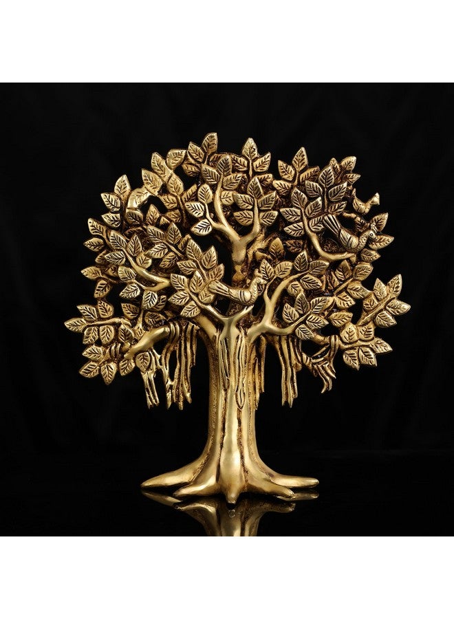 Jaszz Art Jaszz Art Pure Brass Kalpavriksha Tree Showpiece (11.5 inches, 1.8 Kg) Trees of Life - Home Decor - Gift for Good Luck Vastu and Fengshui - Best in Living Room Table Decoration with Antique Polish  - Image 3