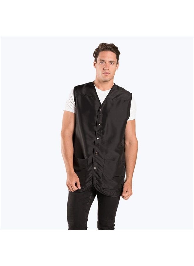 Cool Vent Mesh Back Barber Vest, Sleeveless, Stretch Mesh Back for Breathability, Pockets with Zippered Bottom, Snap Front Closure, Lightweight, Water Resistant Nylon/Poly, Black, M/L - pzsku/ZE5155D01D85F02A86686Z/45/_/1685947446/0d5dffa6-a794-4ffb-84be-256d7a149425