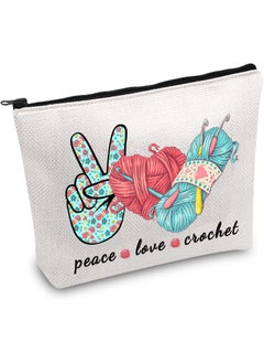 JXGZSO JXGZSO Knitting Project Bag Weaver Storage Bag Peace Love Crochet Makeup Bag With Zipper Knitter Gift 