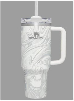 H2.0 FlowState 40oz Vacuum Insulated Tumbler – Rose Quartz Swirl Travel Mug with Reusable Lid and Straw for Water, Coffee, Smoothies, and Iced Tea – Durable, Stylish, Leakproof Travel Mug, Keeps Drinks Cold or Hot for Hours