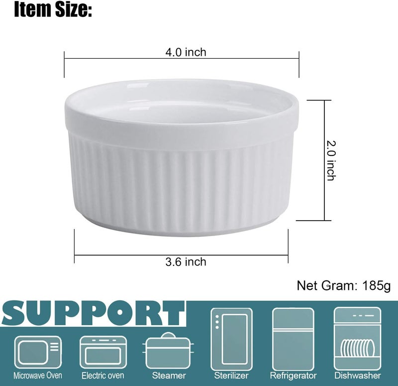 GPYG Ramekins 8 OZ, Set of 8, Souffle Dishes Oven Safe Porcelain Ramekins for Creme Brulee, Custard, Lava Cakes, Pudding, Flan, Mini Desserts, Small Baking Dishes Ramekins Bowls - Image 2