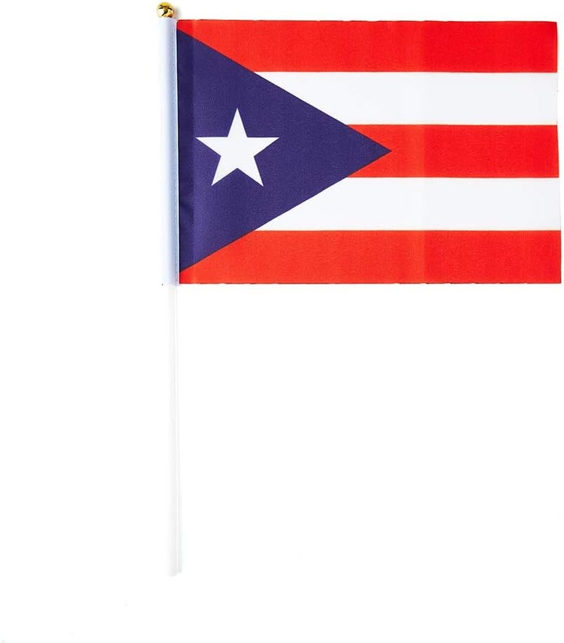 mflagperft Puerto Rico Flag Puerto Rican Flag, Small Mini Handheld Puerto Rico Flags on Stick, Ideal for Party Parades Sports Events Patriotic Festival Decorations - Image 2