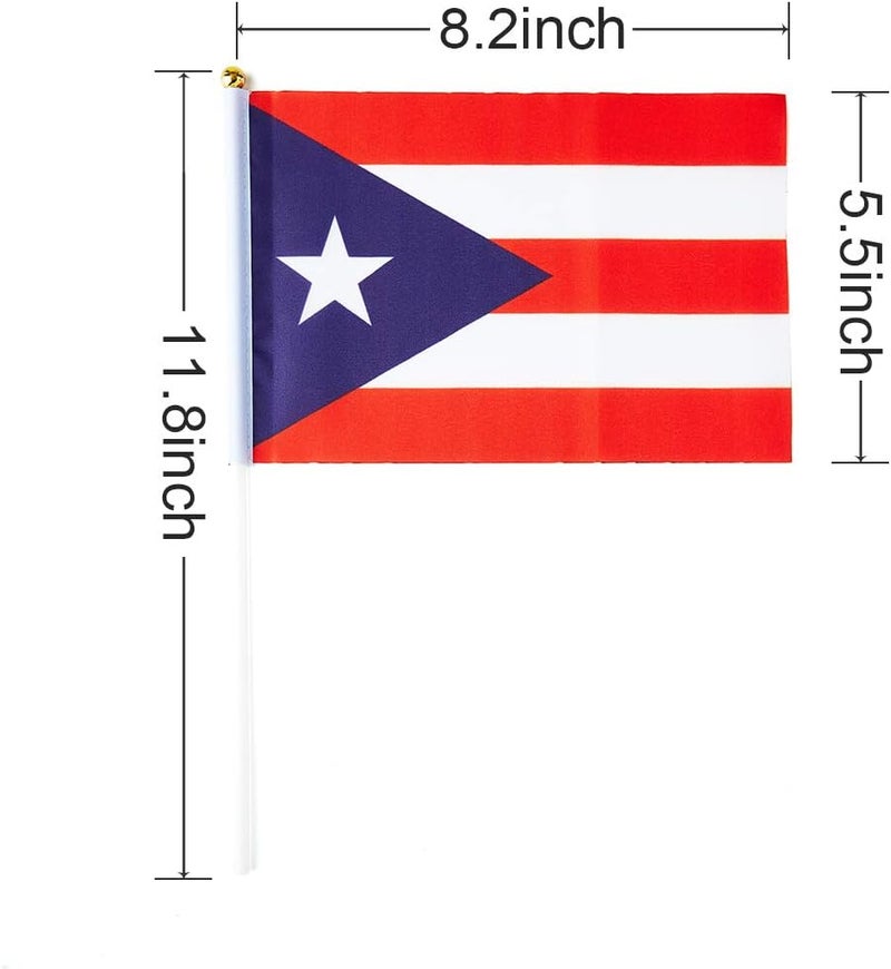 mflagperft Puerto Rico Flag Puerto Rican Flag, Small Mini Handheld Puerto Rico Flags on Stick, Ideal for Party Parades Sports Events Patriotic Festival Decorations - Image 3