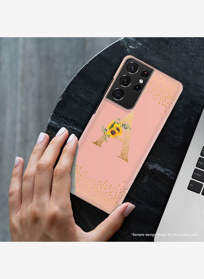 Stylizedd Monogram Slim Cover for Samsung Galaxy S21 Ultra 5G Case Custom Initials Letter Floral Pattern Snap Series Mobile Cover Matte Alphabet  - I (Rose Pink) - Image 2