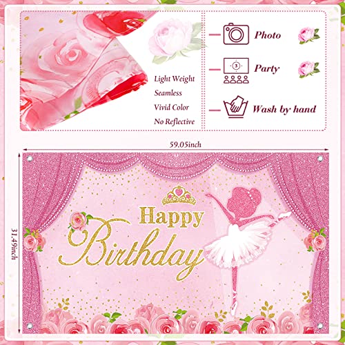 Tatuo Ballerina Birthday Party Decorations 5 x 3 ft Cute Ballet Photography Backdrops for Girls Birthday Baby Shower Dance Ballerina Party Supplies Decorations - Image 5