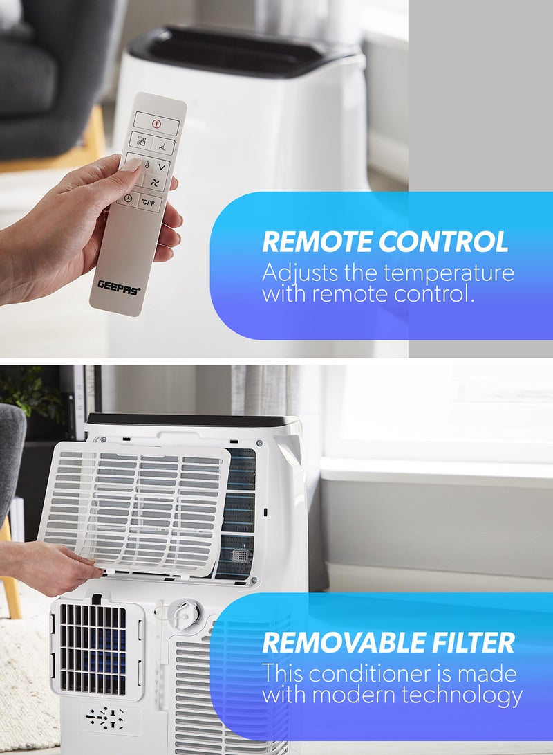 GEEPAS Portable Air Conditioner- 3 Modes, 2 Speed Settings, Dehumidification, Self-Evaporation, Cooling/ Digital Display, Remote Control, 24 Hours Timer/ Easy to Move Wheels, Perfect for Bedrooms, Living Rooms, Offices, Small Apartments GACP9023CU WHITE - Image 5