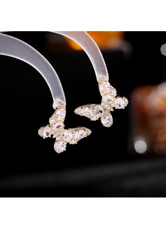 New Chic Butterfly Stud Earrings Colorful Zircon S925 Silver Small gold white zirconium