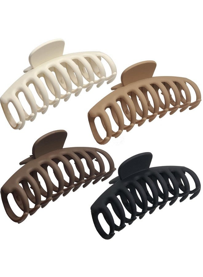 Bakefy-4 pcs Big Claw Clips, 4.3″ Matte Large Hair Claw Clips Non-Slip Ponytail Jaw Barrette Strong Hold Banana Jumbo Claw Clips for women Long Thick Hair(4 piece) - Image 3