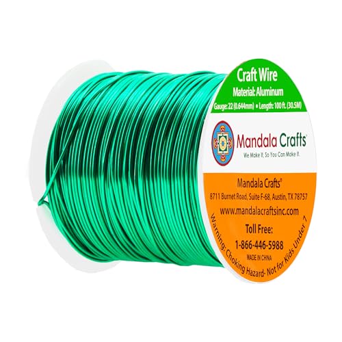 Mandala Crafts 22 Gauge Anodized Aluminum Craft Wire for Jewelry Making - 100 FT Colored Flexible Kelly Green Wire - Bendable for Bonsai Armature Crafting Sculpting - Image 2