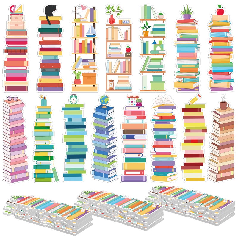Kolldenn مجموعة كولدين من 150 قطعة من فواصل الكتب لتتبع القراءة، مقاس 6.3 × 1.97 بوصة، بتصميم مناسب لرفوف الكتب، فواصل ورقية لتتبع القراءة، ذات وجهين، علامات صفحات للقراءة، مناسبة لمحبي الكتب والطلاب واللوازم المدرسية والبالغين. - Image 1