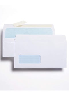 MARKQ White Envelopes with window, 4” x 9" Peel & Seal Mailing Envelope for Posting Home Office and Ecommerce 80gsm, pack of 50  - Image 1