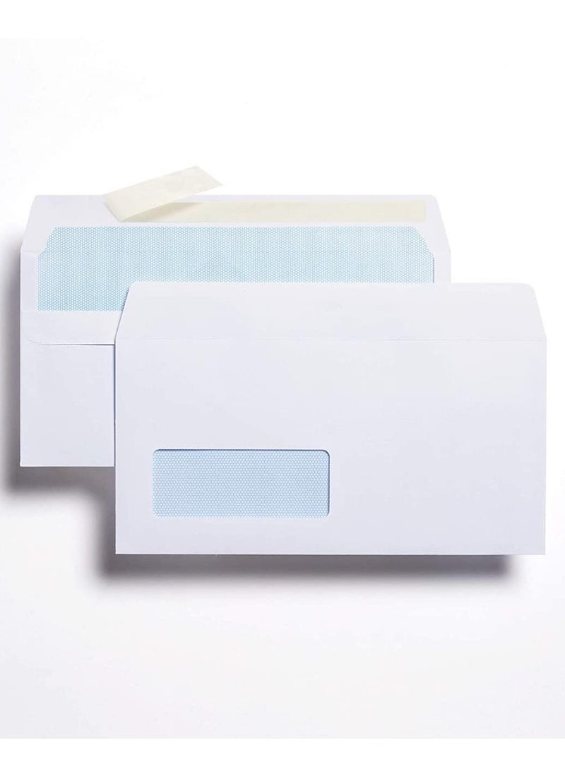 MARKQ - White Envelopes with window, 4” x 9" Peel & Seal Mailing Envelope for Posting Home Office and Ecommerce 80gsm, pack of 50 - Image 1