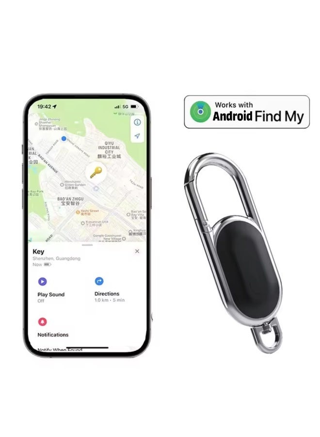caijin Mini Bluetooth GPS tracker, anti-loss GPS tracker, smart carabiner keychain with "Find My" function, connects to car keychains, can locate keys, pet dogs, children's keys, bags, wallets, car trackers, keychains compatible for Android systems only - Image 4