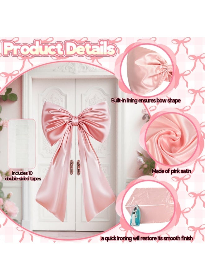 Large Pink Bow for Coquette Room Decor, 40x24 In Satin Ribbon Tie Coquette Birthday Decorations, Giant Pastel Pink Hanging Wall Decor for Christmas Ballerina Girl Just Want to Be One - Image 3