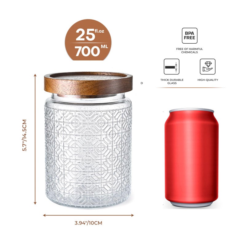 Adodeen 24oz Vintage Glass Canister With Lid Small Glass Jars Wide Mouth Mason Jars Airtight Coffee Canisters Kitchen Storage Containers For Sugar Tea Spice Flour Candy Cookie Cereal Cute Decorative - Image 2