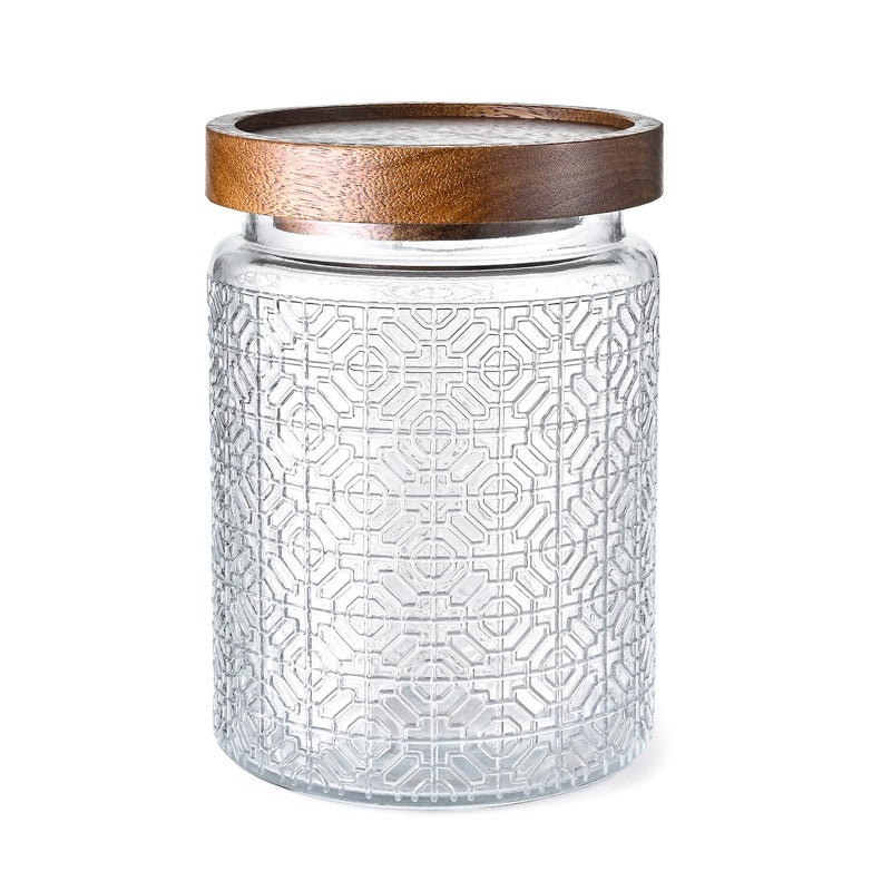 Adodeen 24oz Vintage Glass Canister With Lid Small Glass Jars Wide Mouth Mason Jars Airtight Coffee Canisters Kitchen Storage Containers For Sugar Tea Spice Flour Candy Cookie Cereal Cute Decorative - Image 1