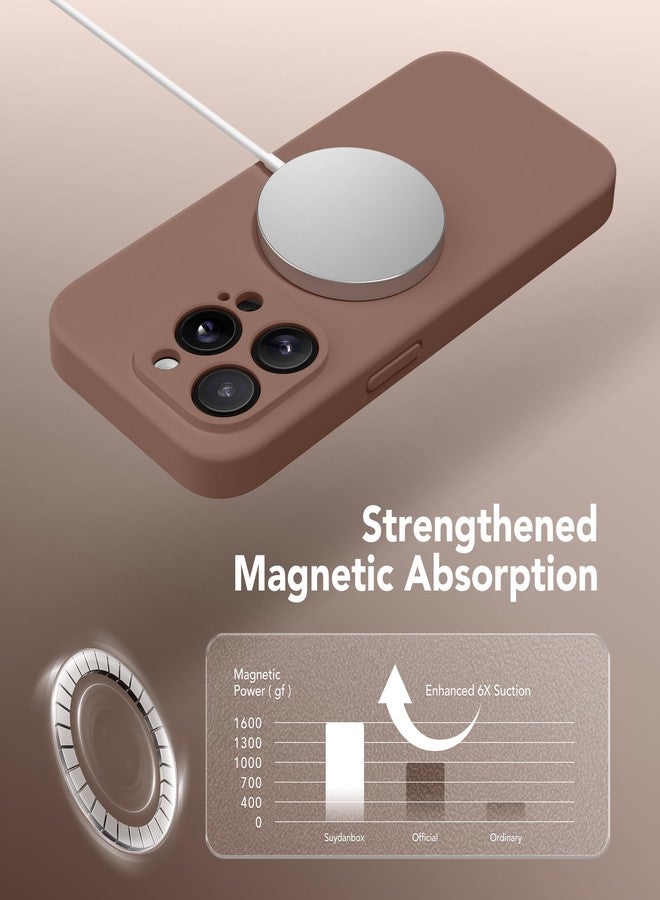 SuydanBox Magnetic for iPhone 13 Pro Max Case, Compatible with MagSafe, [Full Camera Protection][Screen Protector] Silicone Shockproof Protective Phone Case for iPhone 13 Pro Max 6.7", Brown - Image 4