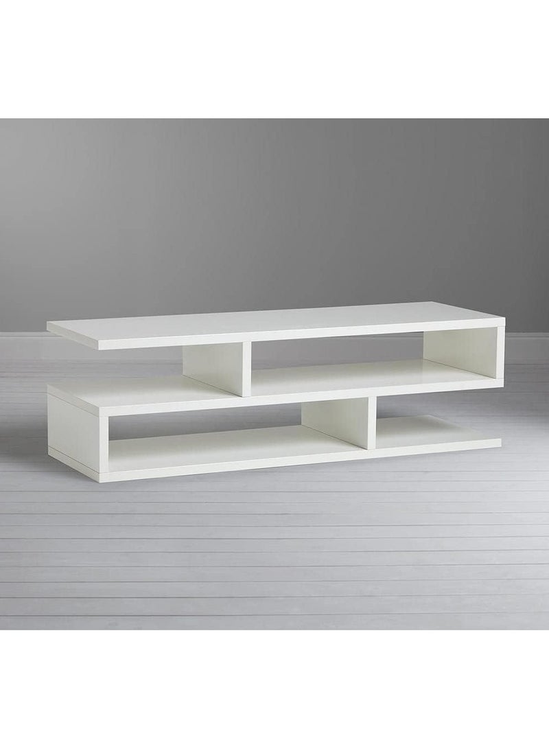 DubaiGallery وحدة تلفاز على شكل S - حامل صندوق الاستقبال - وحدة ترفيه لغرفة المعيشة من الخشب الهندسي - Image 4