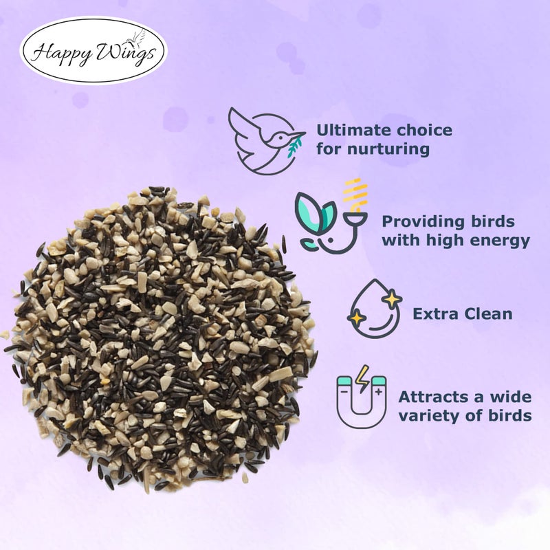 Happy Wings Finch Blend Bird Food - Mix of Sunflower Hearts/Kernels and Nyjer, 5 Pounds - No Grow Seed - For Wild Birds - Image 4