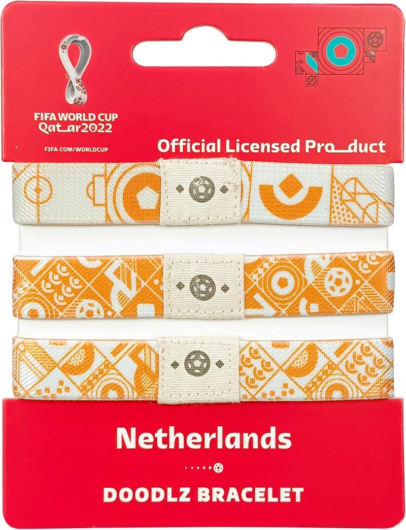 FIFA World Cup Qatar 2022 FIFA Fabric Fashionable Qatar 2022 World Cup Country Team Doodlz Nylon breacelet - NETHERLANDS - Image 1