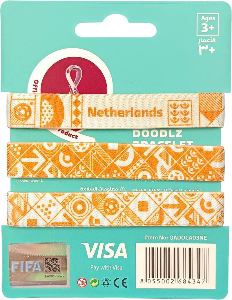 FIFA World Cup Qatar 2022 FIFA Fabric Fashionable Qatar 2022 World Cup Country Team Doodlz Nylon breacelet - NETHERLANDS - Image 2