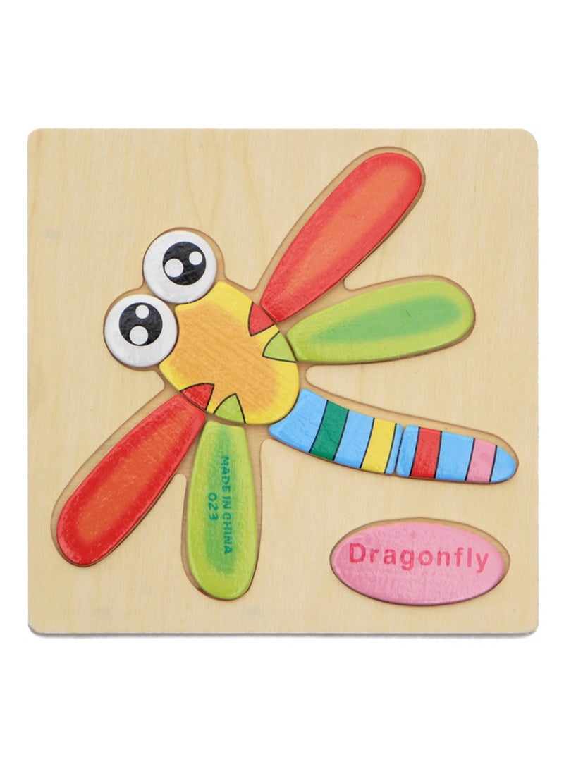 Children's Educational Wooden Cartoon Dragonfly Jigsaw Puzzles Suitable Gift Bag Pack - Image 1