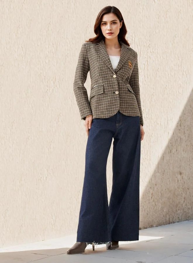 Lee Cooper Lee Cooper Cotton Tuxedo Jacket with Houndstooth Texture