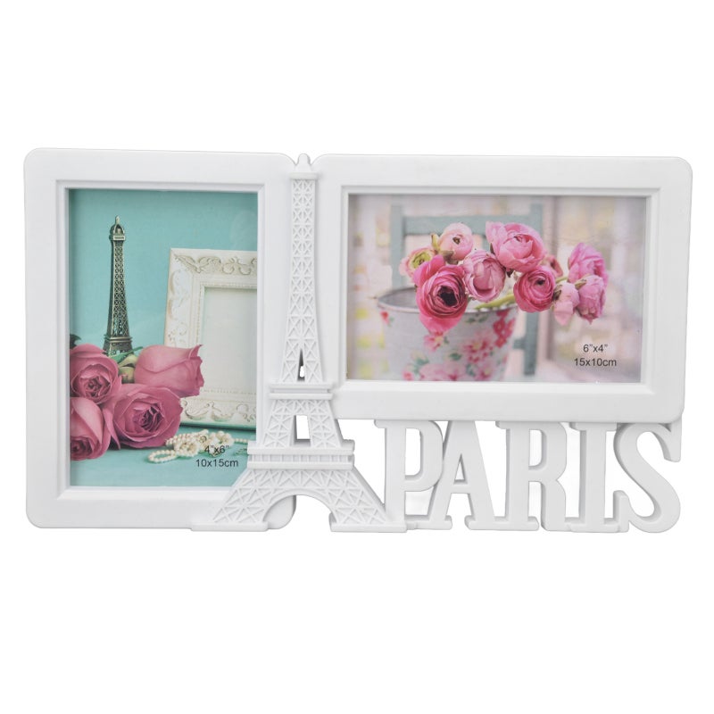Rectangle Photo Frame: 15x10cm Size, Durable Plastic & Paper Backboard, Double Photo Holder - Tabletop Stand, Decorative Picture Frame for Home Bedroom Wedding Party Decor, Gift for Friends - Image 1