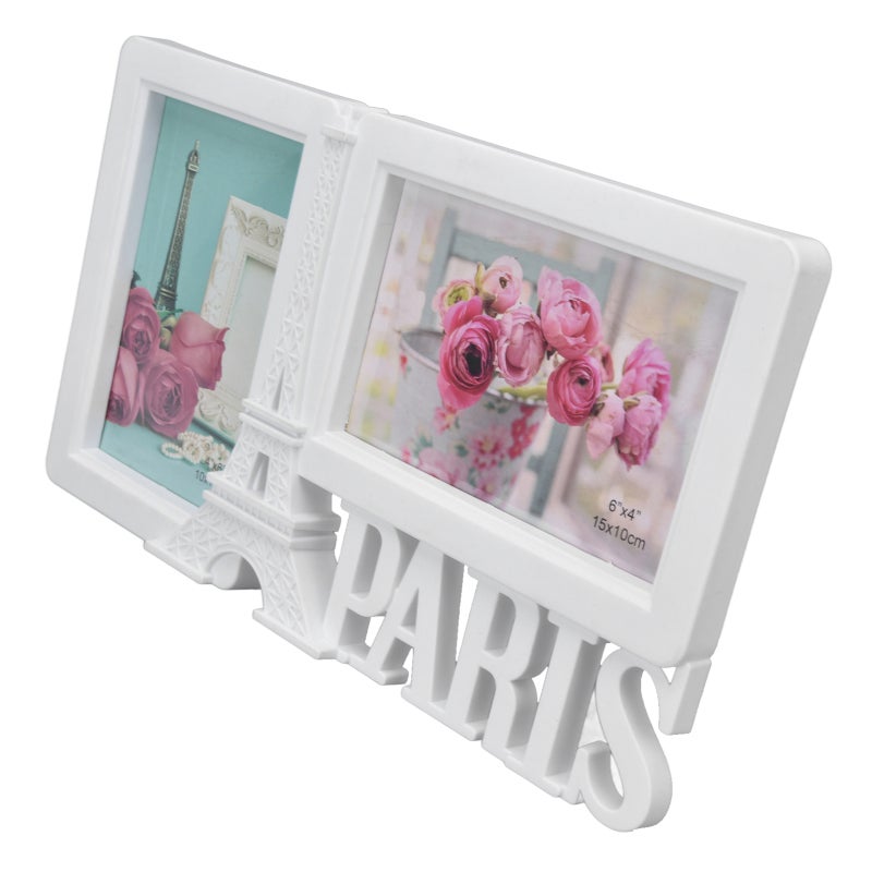 Rectangle Photo Frame: 15x10cm Size, Durable Plastic & Paper Backboard, Double Photo Holder - Tabletop Stand, Decorative Picture Frame for Home Bedroom Wedding Party Decor, Gift for Friends - Image 2