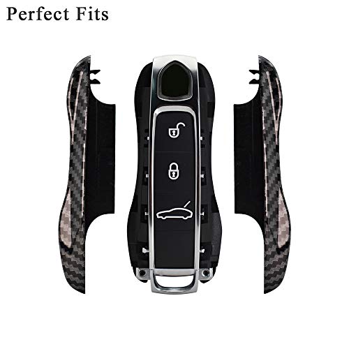 SANRILY Carbon Fiber Texture Key Fob Replacement Cover for Porsche Cayenne 911 Taycan Panamera 2020 Keyless Entry Remote Key Case ABS Plastic Key Protector Shell Black - Image 4