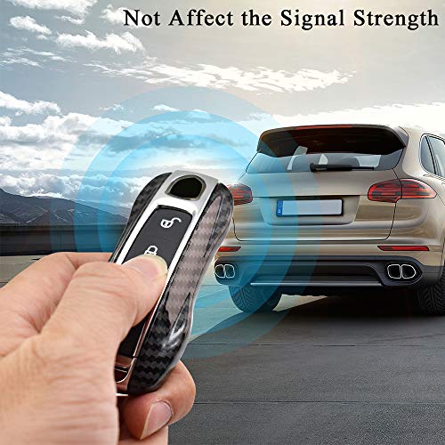 SANRILY Carbon Fiber Texture Key Fob Replacement Cover for Porsche Cayenne 911 Taycan Panamera 2020 Keyless Entry Remote Key Case ABS Plastic Key Protector Shell Black - Image 5