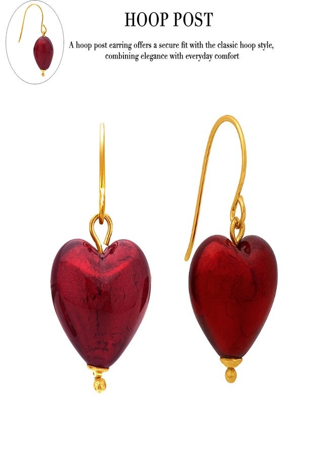Belacqua 10k Yellow Gold Synthetic Ruby Jewelry Set for Women | Heart Pendant Necklace with Earring | Gift Box Included - Image 3