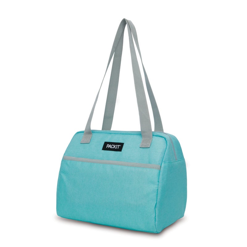 PackIt Freezable Hampton Lunch Bag Soft Mint Built with EcoFreeze Technology Collapsible Reusable Zip Closure with Front Pocket and Shoulder Straps Perfect for Tweens and Adults