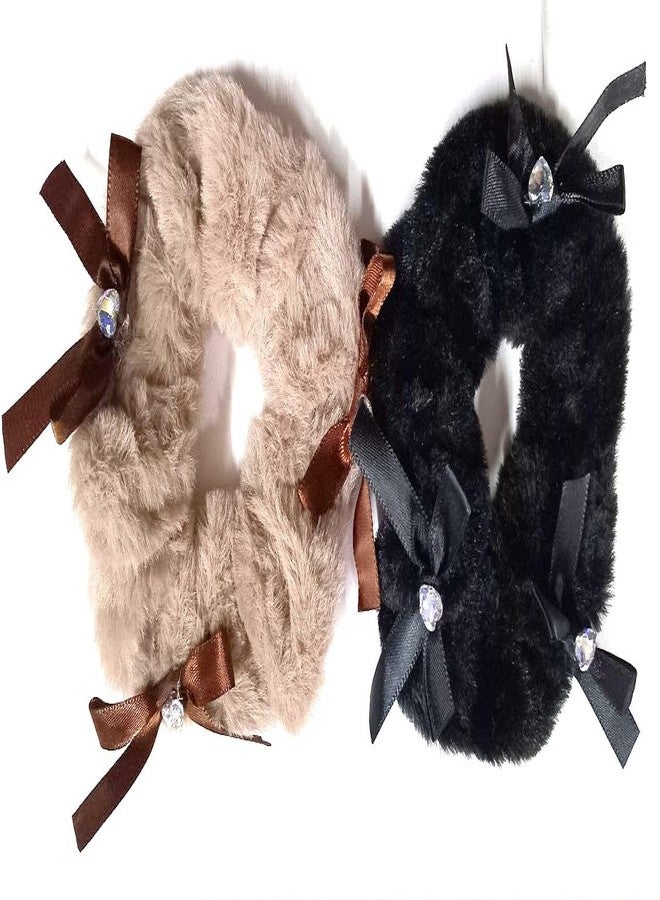 Plenteous ربطات شعر مخملية فاخرة مزينة بفيونكات - ربطات شعر مطاطية ناعمة وسميكة للنساء والفتيات - ربطات شعر عصرية وأنيقة، عبوة متعددة الألوان من 3 قطع - Image 2