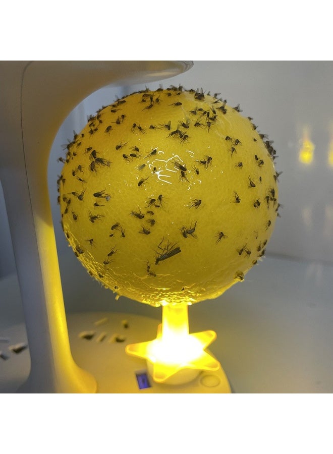 USB LED Sticky Fly Trap & Night Light - Indoor Fruit Fly, Gnat, and Small Insect Catcher Yellow Ball Trap for Home - Image 3