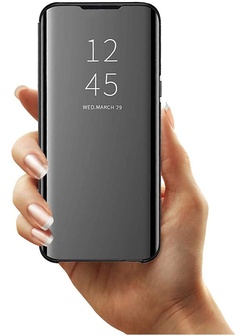 For Xiaomi Redmi Note 8 Pro Clear View Flip Case , Without Sensor , Stand Watching Position , Mirror Full Protection Cover Compatible With Xiaomi Redmi Note 8 Pro (6.53') (Black) - Image 3