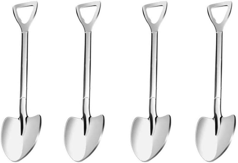 SZLFSX 4 Pack Shovel Shape Demitasse Espresso Mini Coffee Spoons, 4.7 Inches Stainless Steel, Small for Dessert, Tea, Appetizer, Party Supplies - Image 1